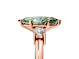Rose gold Three-Stone Fancy Green Marquise  Cut Diamond Solitaire with Prong Setting and Classic Band_65