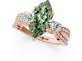 Rose gold Three-Stone Fancy Green Marquise  Cut Diamond Twist Band with Prong Setting_39