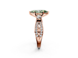 Rose gold Three-Stone Fancy Green Marquise  Cut Diamond Twist Band with Prong Setting_40