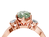 Rose gold Three-Stone Fancy Green Marquise  Cut Diamond Twist Band with Prong Setting_42