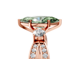 Rose gold Three-Stone Fancy Green Marquise  Cut Diamond Twist Band with Prong Setting_43