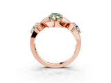 Rose gold Three-Stone Fancy Green Marquise Cut Diamond Wave Pave Band with Prong Setting_3
