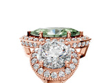 Rose gold Three-Stone Fancy Green Marquise Cut Halo Diamond Milgrain Band with Four-Prong Setting_5