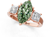 Rose gold Three-Stone Fancy Green Marquise  Cut Solitaire Ring with Prong Setting_4