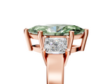 Rose gold Three-Stone Fancy Green Marquise  Cut Solitaire Ring with Prong Setting_8