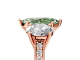Rose gold Three-Stone Fancy Green Marquise  Diamond Milgrain Pave Band with Prong Setting 1