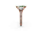 Rose gold Three-Stone Fancy Green Marquise  Diamond Milgrain Pave Band with Prong Setting 4