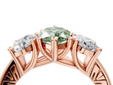 Rose gold Three-Stone Fancy Green Marquise  Diamond Milgrain Pave Band with Prong Setting