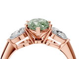 Rose gold Three-Stone Fancy Green Marquise  Diamond Ring with Pear Side Stones in Four-Prong Setting_49