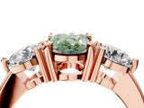 Rose gold Three-Stone Fancy Green Oval  Brilliant Cut Solitaire Ring with Prong Setting on a Classic Band 4