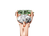 Rose gold Three-Stone Fancy Green Oval  Brilliant Cut Solitaire Ring with Prong Setting on a Classic Band 5