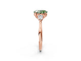 Rose gold Three-Stone Fancy Green Oval Cut Brilliant Diamond Solitaire Ring with Tapered Band and Four-Prong Setting_5