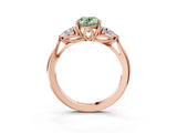 Rose gold Three-Stone Fancy Green Oval Cut Brilliant Diamond Solitaire Ring with Tapered Band and Four-Prong Setting_6
