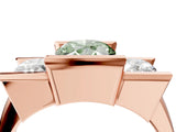 Rose gold Three Stone Fancy Green Oval Cut Cut Channel Set Diamond Ring_4