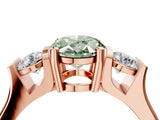 Rose gold Three-Stone Fancy Green Oval Cut Cut Classic Band Prong Setting Ring_4