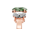 Rose gold Three-Stone Fancy Green Oval Cut Cut Diamond Engagement Ring with Flat Band and Four-Prong Setting_17