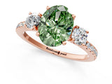 Rose gold Three-Stone Fancy Green Oval Cut Cut Diamond Pavé Band with Prong Setting_16