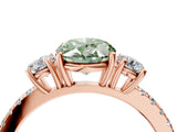 Rose gold Three-Stone Fancy Green Oval Cut Cut Diamond Pavé Band with Prong Setting_19