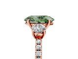 Rose gold Three-Stone Fancy Green Oval Cut Cut Diamond Pavé Band with Prong Setting_20