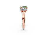 Rose gold Three-Stone Fancy Green Oval Cut Cut Diamond Ring with Channel Set Band and Four-Prong Setting_2