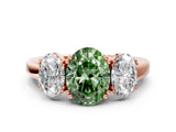 Rose gold Three-Stone Fancy Green Oval Cut Cut Diamond Ring with Channel Set Band and Four-Prong Setting_24