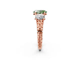 Rose gold Three-Stone Fancy Green Oval Cut Cut Diamond Ring with Channel-Set Band and Prong Setting_2