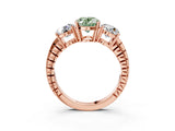 Rose gold Three-Stone Fancy Green Oval Cut Cut Diamond Ring with Channel-Set Band and Prong Setting_3