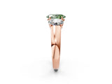 Rose gold Three-Stone Fancy Green Oval Cut Cut Diamond Ring with Prong Setting and Classic Band_2