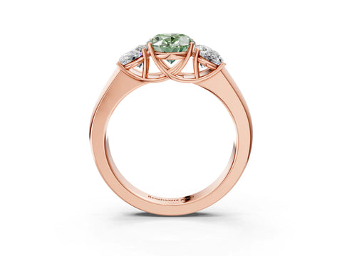 Rose gold Three-Stone Fancy Green Oval Cut Cut Diamond Ring with Prong Setting and Classic Band_3