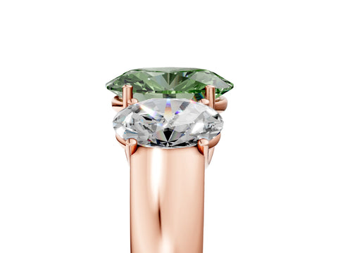 Rose gold Three-Stone Fancy Green Oval Cut Cut Diamond Ring with Prong Setting and Classic Band_5