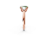 Rose gold Three-Stone Fancy Green Oval Cut Cut Diamond Ring with Trillion Side Stones and Four-Prong Setting_5