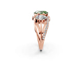 Rose gold Three-Stone Fancy Green Oval Cut Cut Diamond Split Shank Prong Set Ring_2