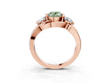 Rose gold Three-Stone Fancy Green Oval Cut Cut Diamond Split Shank Prong Set Ring_3