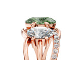 Rose gold Three-Stone Fancy Green Oval Cut Cut Diamond Split Shank Prong Set Ring_5