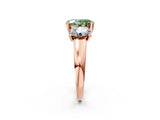 Rose gold Three-Stone Fancy Green Oval Cut Cut Solitaire Ring with Classic Prong Setting_2