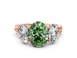 Rose gold Three-Stone Fancy Green Oval Cut Diamond Braided Band Ring with Four-Prong Setting_39