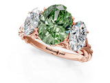 Rose gold Three-Stone Fancy Green Oval Cut Diamond Braided Band Ring with Four-Prong Setting_40