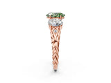 Rose gold Three-Stone Fancy Green Oval Cut Diamond Braided Band Ring with Four-Prong Setting_41