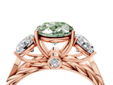 Rose gold Three-Stone Fancy Green Oval Cut Diamond Braided Band Ring with Four-Prong Setting_43
