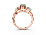 Rose gold Three-Stone Fancy Green Oval Cut Diamond Channel Set Engagement Ring with Prong Setting_15
