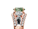 Rose gold Three-Stone Fancy Green Oval Cut Diamond Engagement Ring with Pave Band and Prong Setting_5