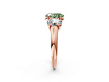 Rose gold Three-Stone Fancy Green Oval Cut Diamond Engagement Ring with Prong Setting_5