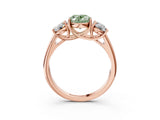 Rose gold Three-Stone Fancy Green Oval Cut Diamond Engagement Ring with Prong Setting_6