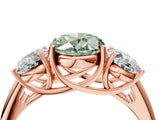 Rose gold Three-Stone Fancy Green Oval Cut Diamond Engagement Ring with Prong Setting_7