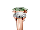 Rose gold Three-Stone Fancy Green Oval Cut Diamond Engagement Ring with Prong Setting_8