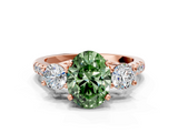 Rose gold Three-Stone Fancy Green Oval  Cut Diamond Pavé Band with Four-Prong Setting_28