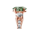 Rose gold Three-Stone Fancy Green Oval  Cut Diamond Pavé Band with Four-Prong Setting_33