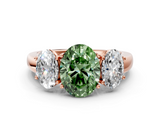 Rose gold Three-Stone Fancy Green Oval  Cut Diamond Ring with Channel-Set Band and Four-Prong Setting_48