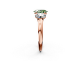 Rose gold Three-Stone Fancy Green Oval  Cut Diamond Ring with Channel-Set Band and Four-Prong Setting_50