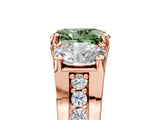 Rose gold Three-Stone Fancy Green Oval  Cut Diamond Ring with Channel-Set Band and Four-Prong Setting_57